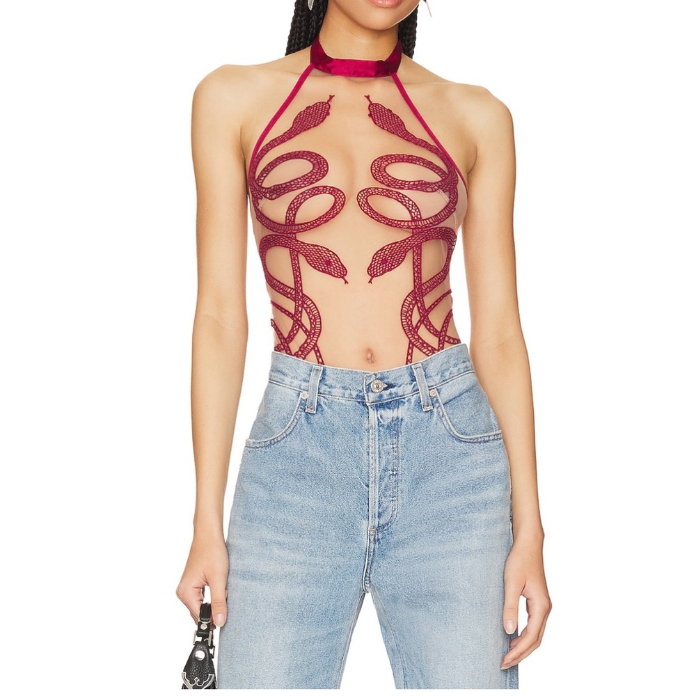 Thistle&Spire Medusa Bodysuit in Oxblood-Color, Size small